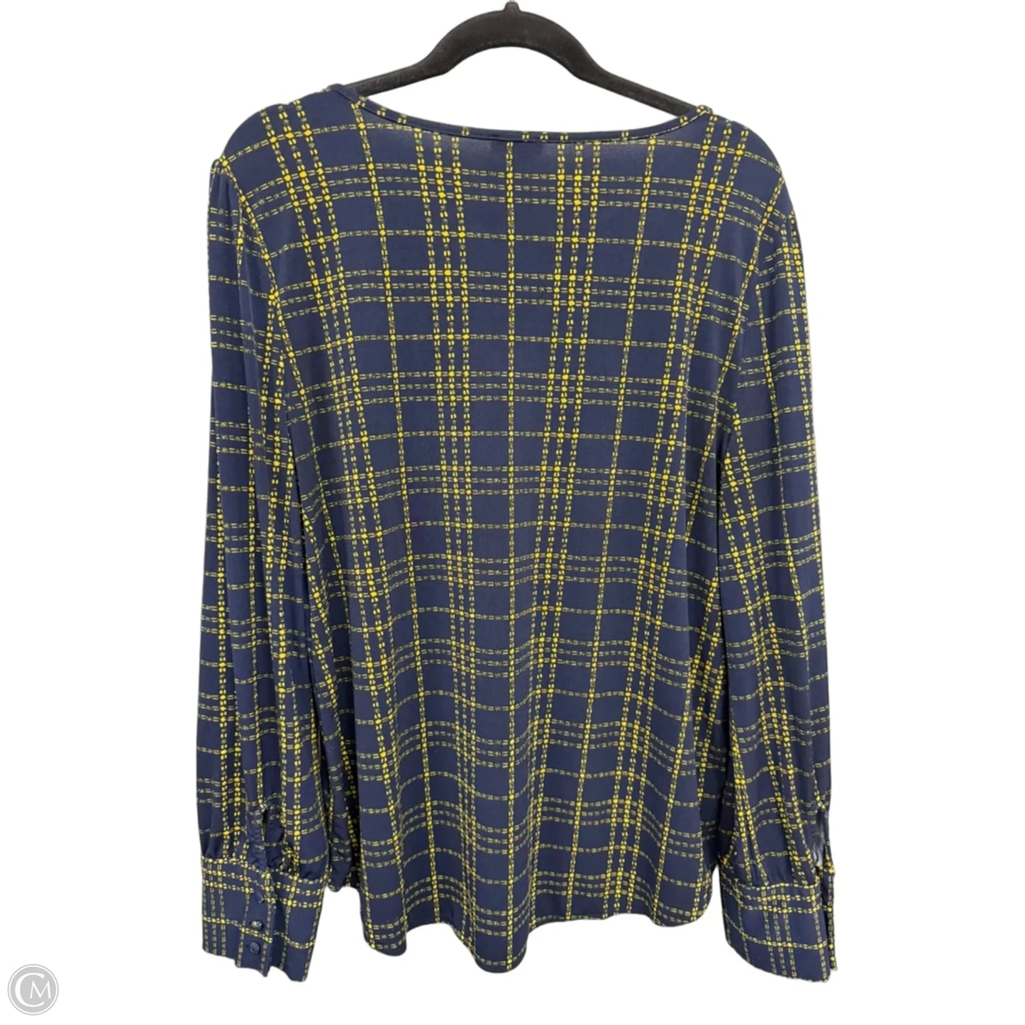 Top Long Sleeve By Ann Taylor In Blue & Yellow, Size: L