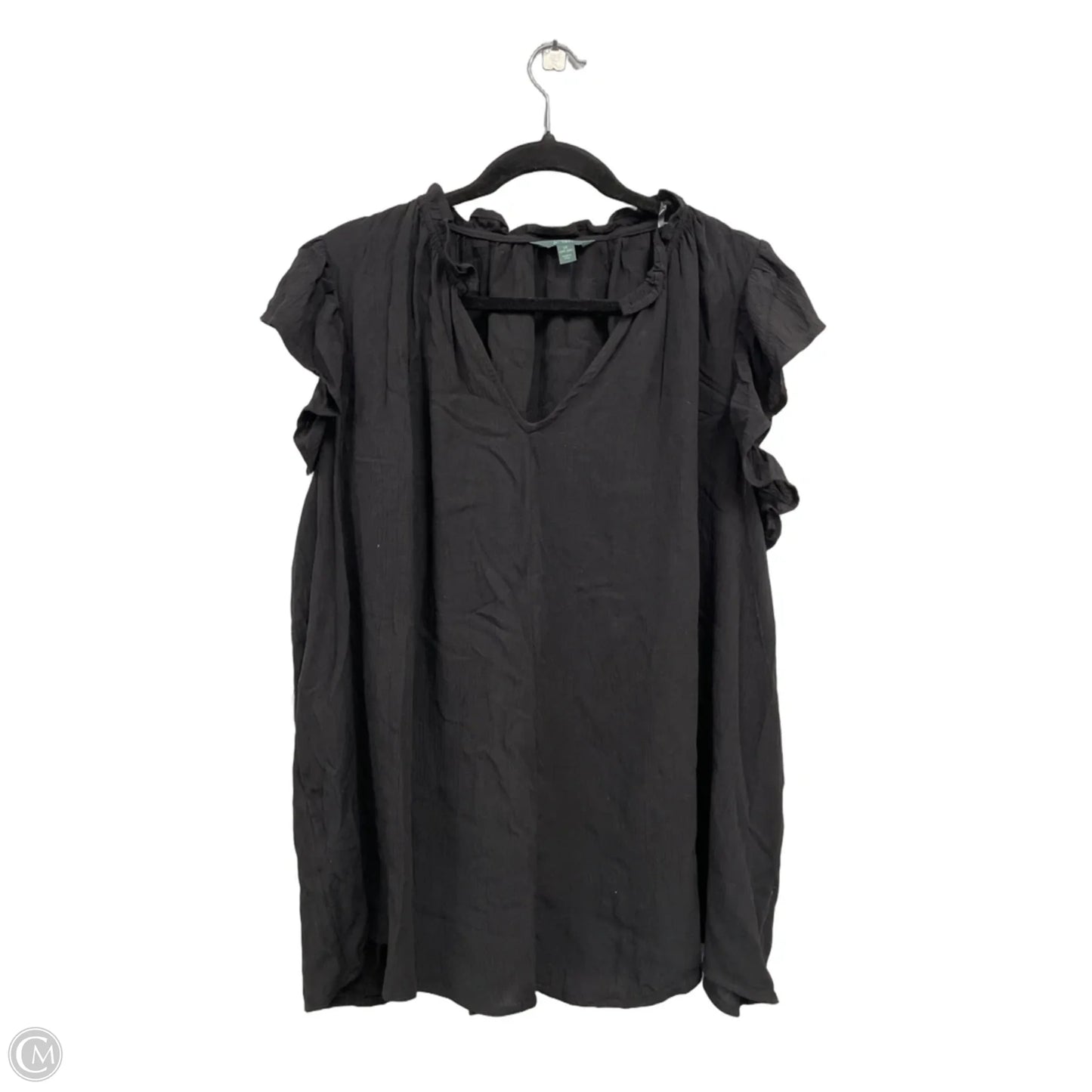 Top Short Sleeve By Terra & Sky In Black, Size: 2x