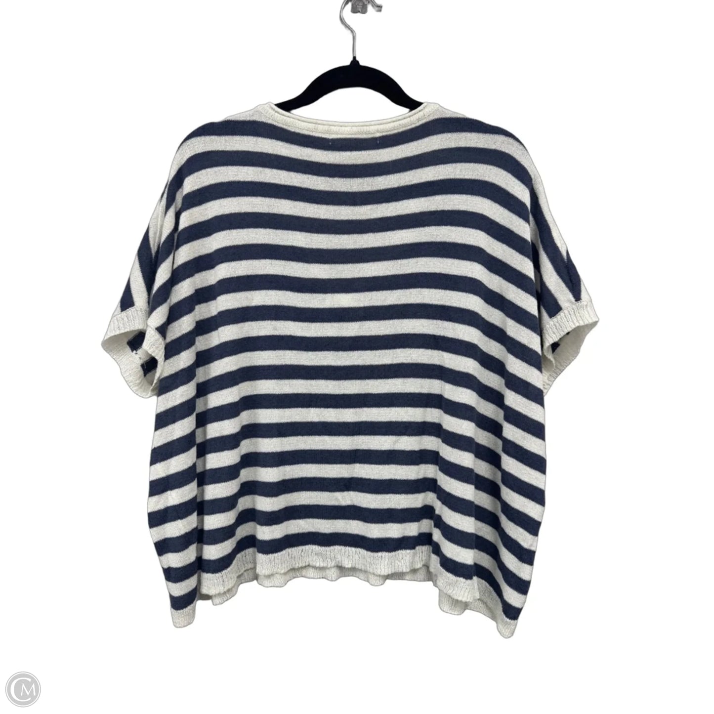 Sweater Short Sleeve By Mustard Seed In Blue & White, Size: M