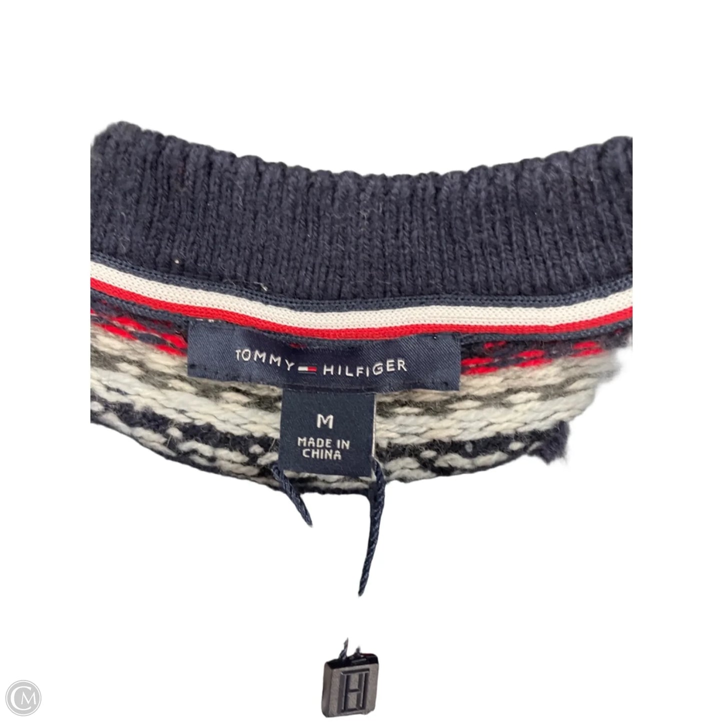 Sweater By Tommy Hilfiger In Blue & Red & White, Size: M