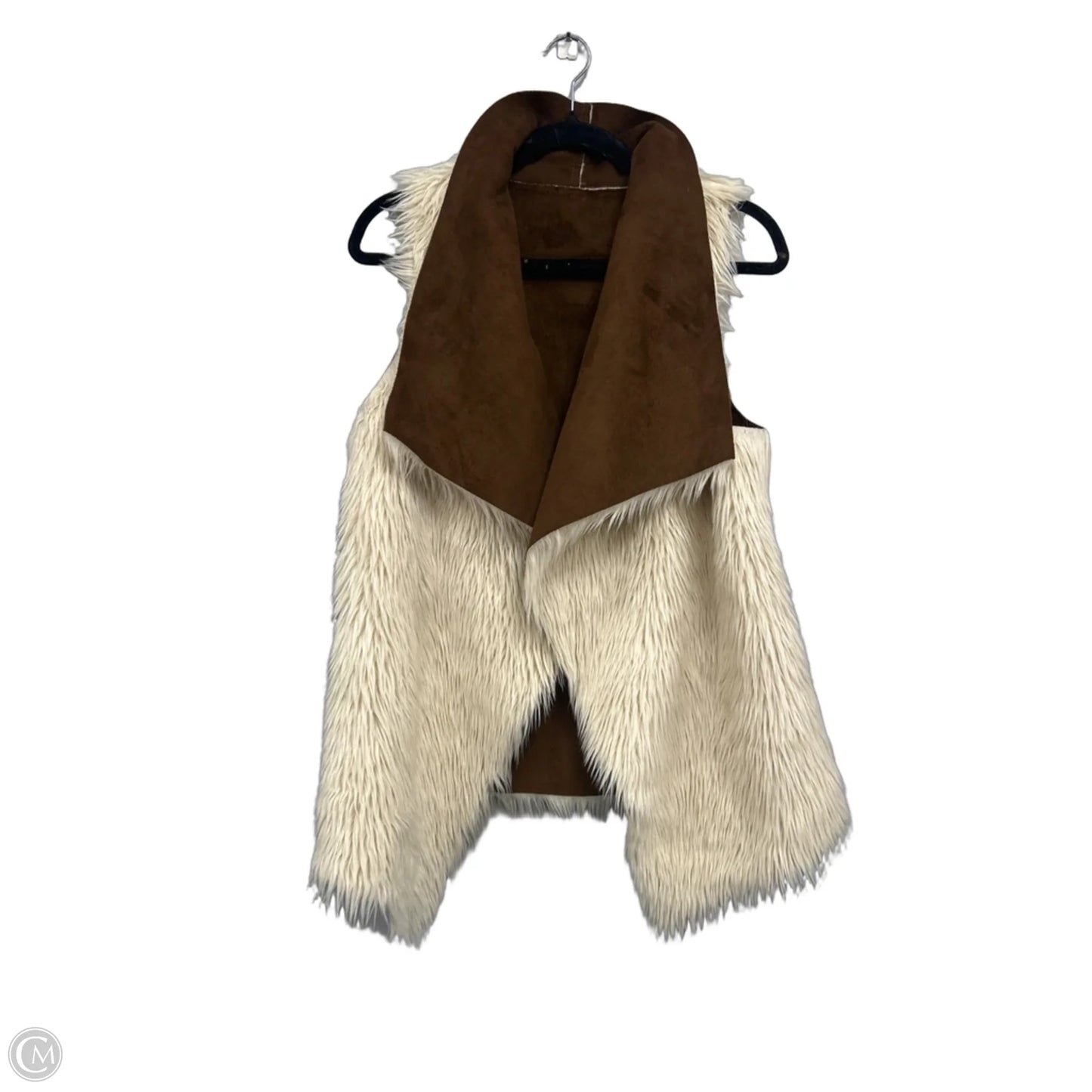 Vest Faux Fur & Sherpa By New Directions In Brown & Cream, Size: L