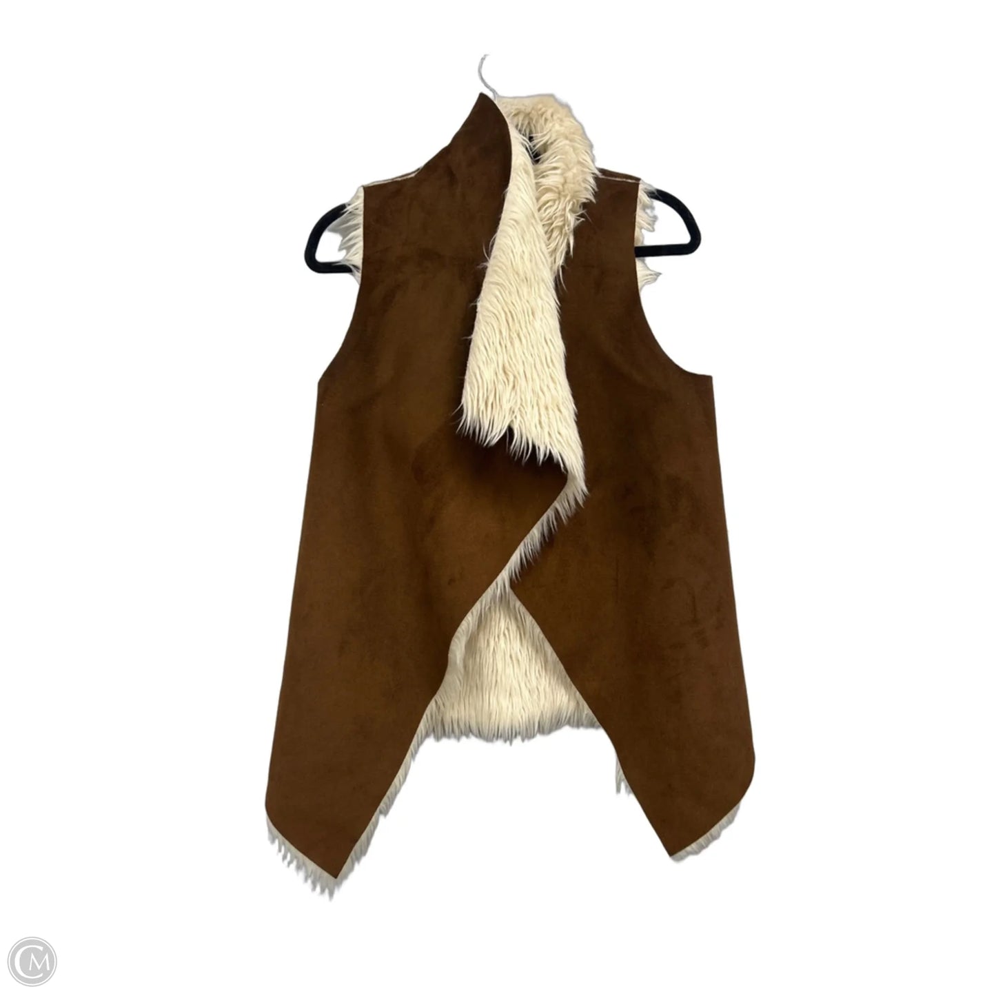 Vest Faux Fur & Sherpa By New Directions In Brown & Cream, Size: L