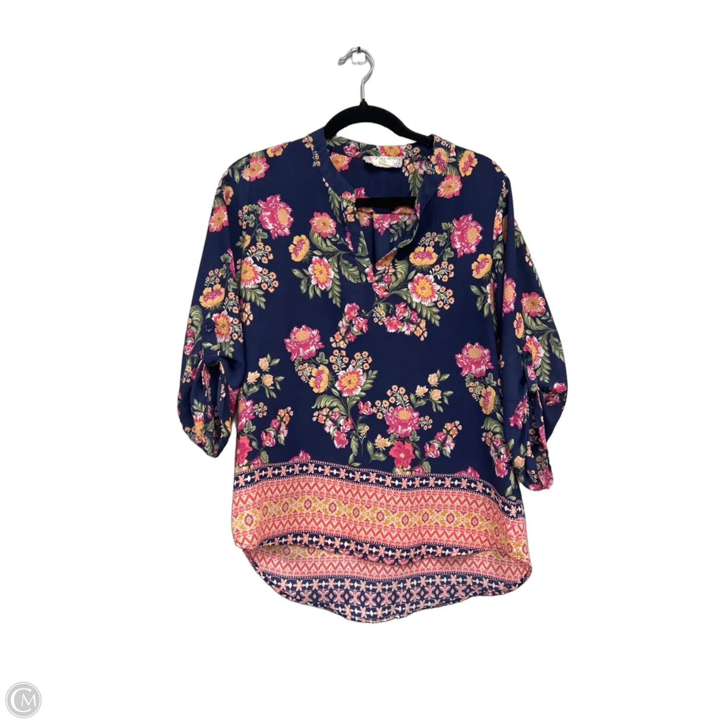Top 3/4 Sleeve By Pink Rose In Blue & Pink, Size: M