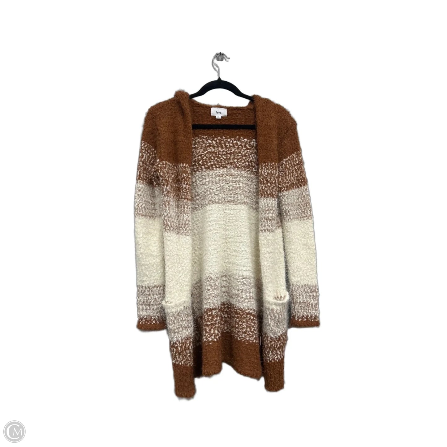 Cardigan By Clothes Mentor In Brown & Cream, Size: M