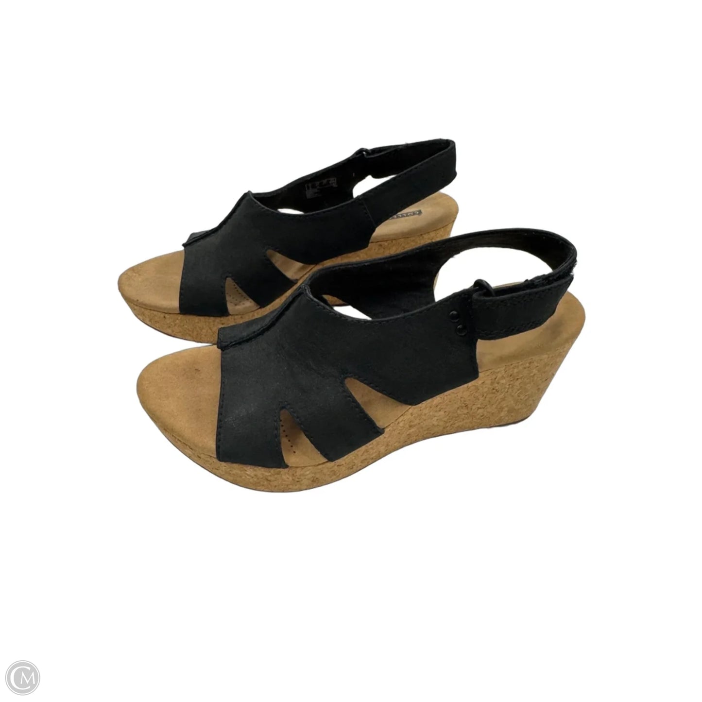 Sandals Heels Wedge By Clarks In Black, Size: 6.5