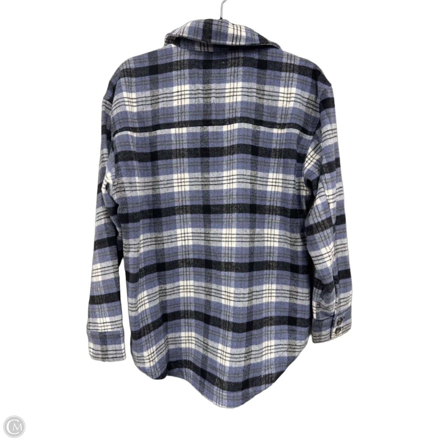 Jacket Shirt By Ymi In Black & Blue, Size: S