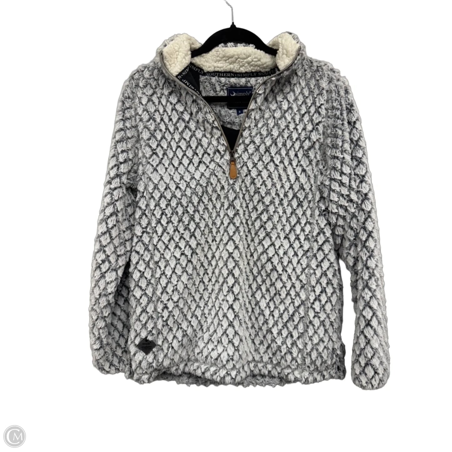 Jacket Fleece By Simply Southern In Cream & Grey, Size: S