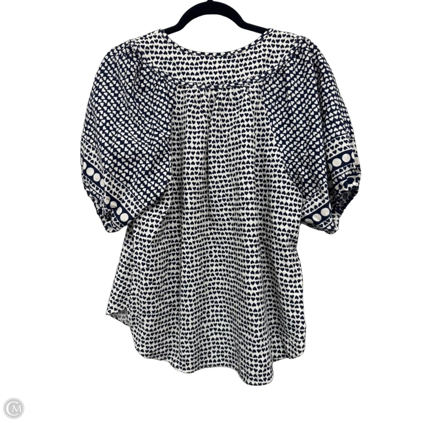 Top Short Sleeve By Loft In Blue & Cream, Size: M