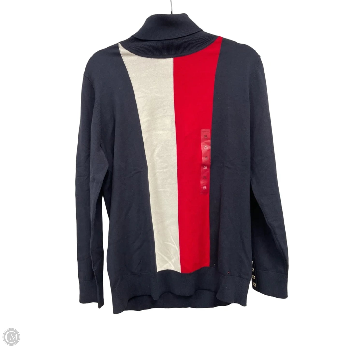 Sweater By Tommy Hilfiger In Blue & Red & White, Size: Xl