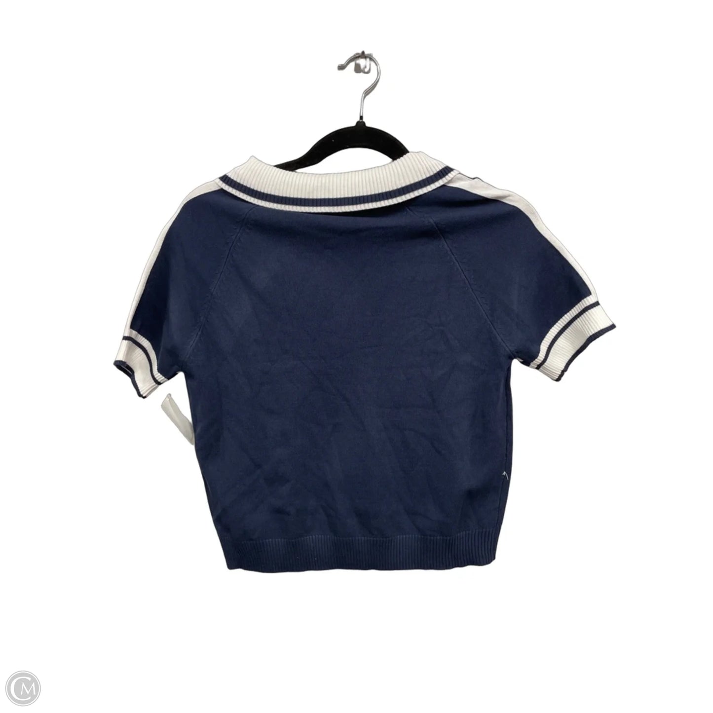 Sweater Short Sleeve By Love Tree In Blue & White, Size: L