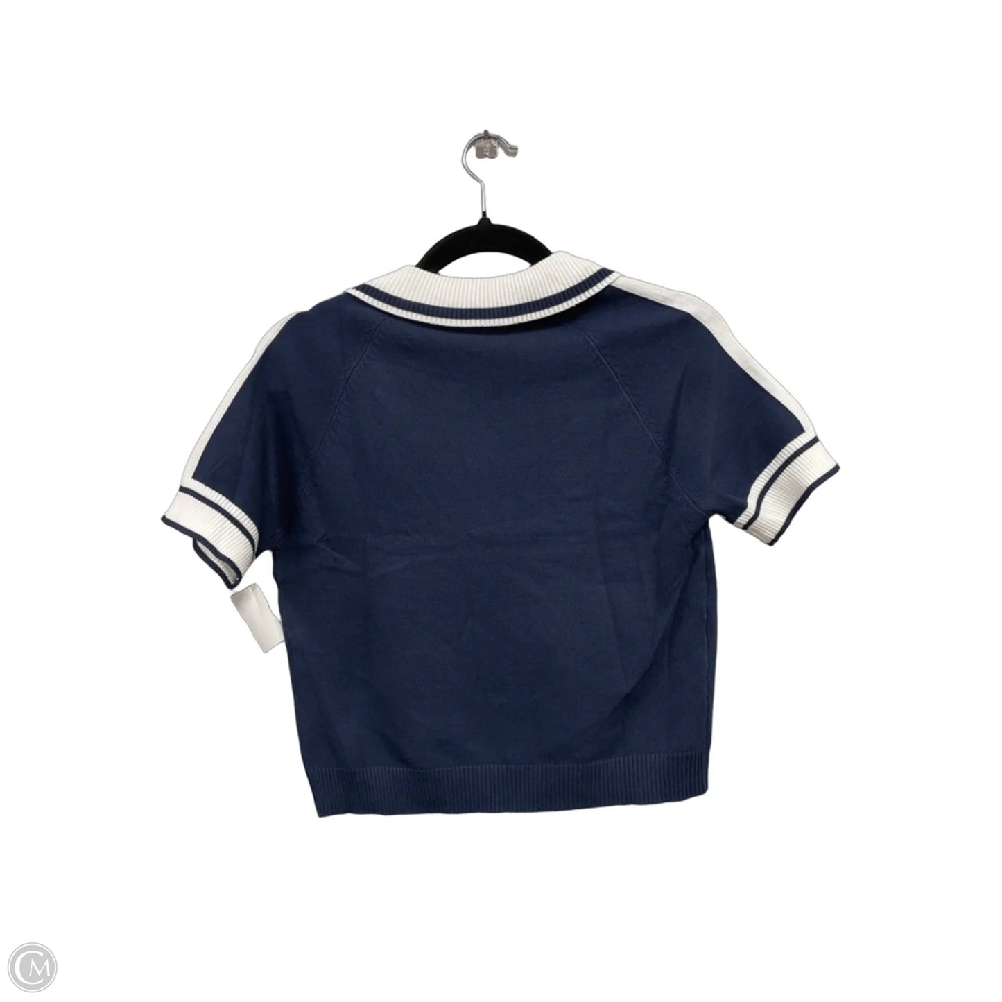 Sweater Short Sleeve By Love Tree In Blue & White, Size: L