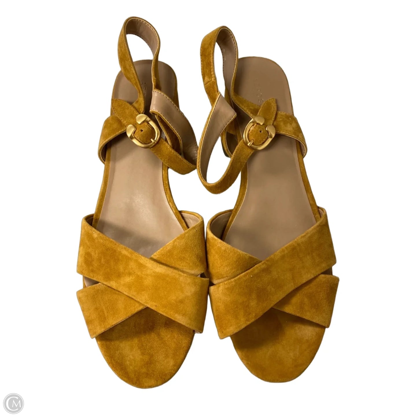 Sandals Heels Block By Aerosoles In Gold, Size: 11