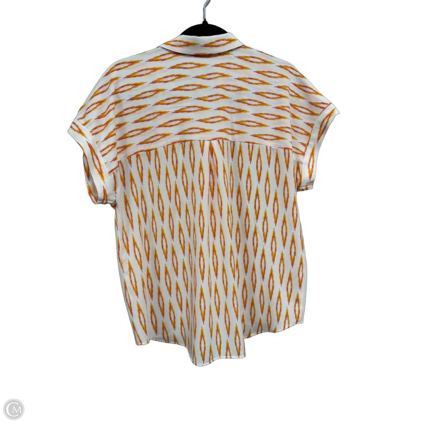 Top Short Sleeve By Investments In Orange & White, Size: M