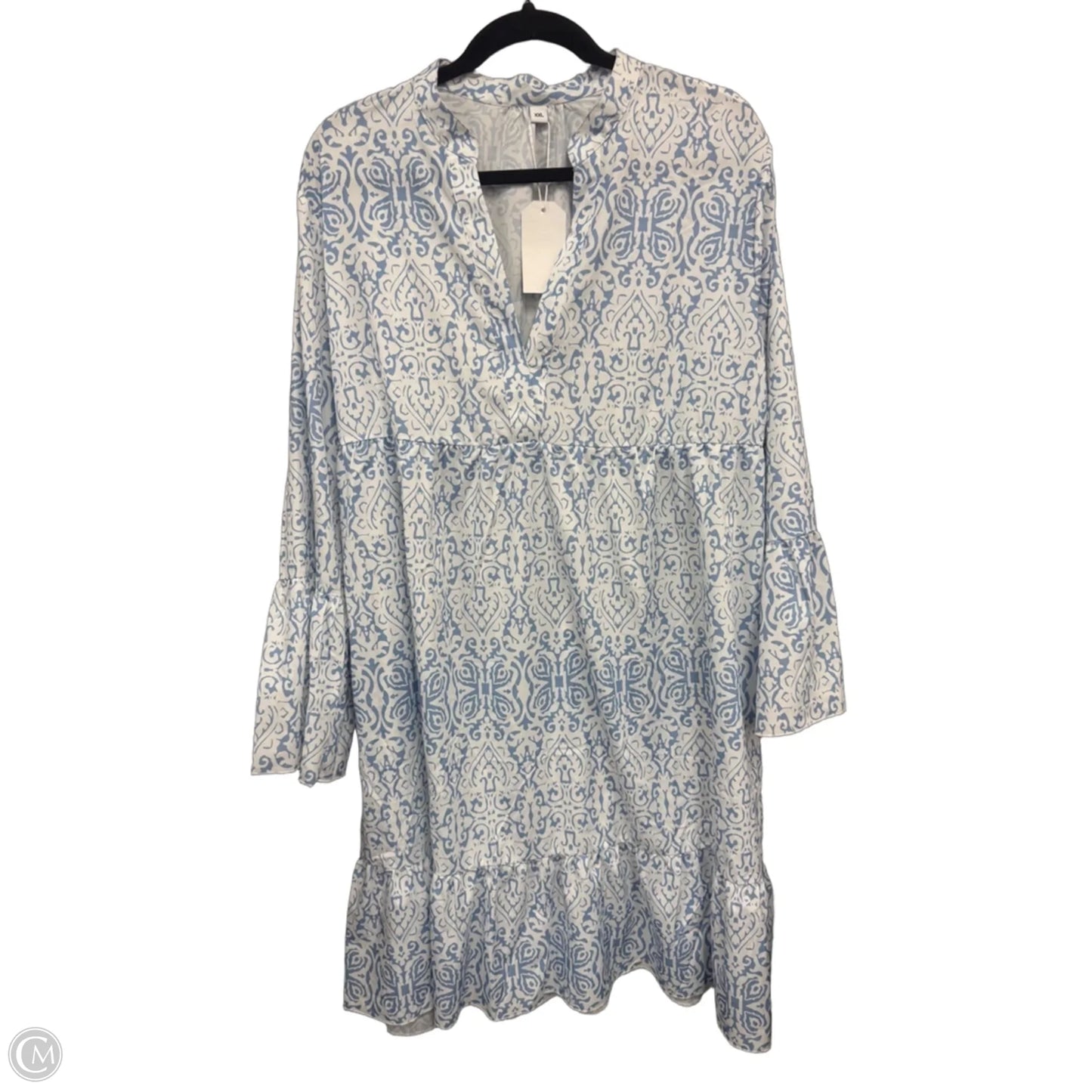 Dress Casual Short By Clothes Mentor In Blue & White, Size: Xxl