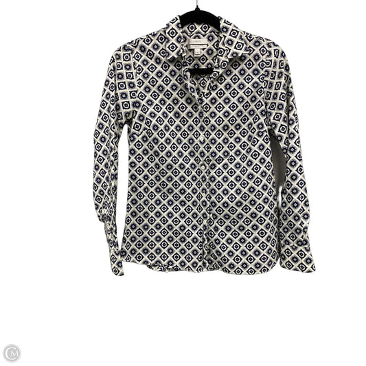 Top Long Sleeve By J. Crew In Blue & Cream, Size: 0