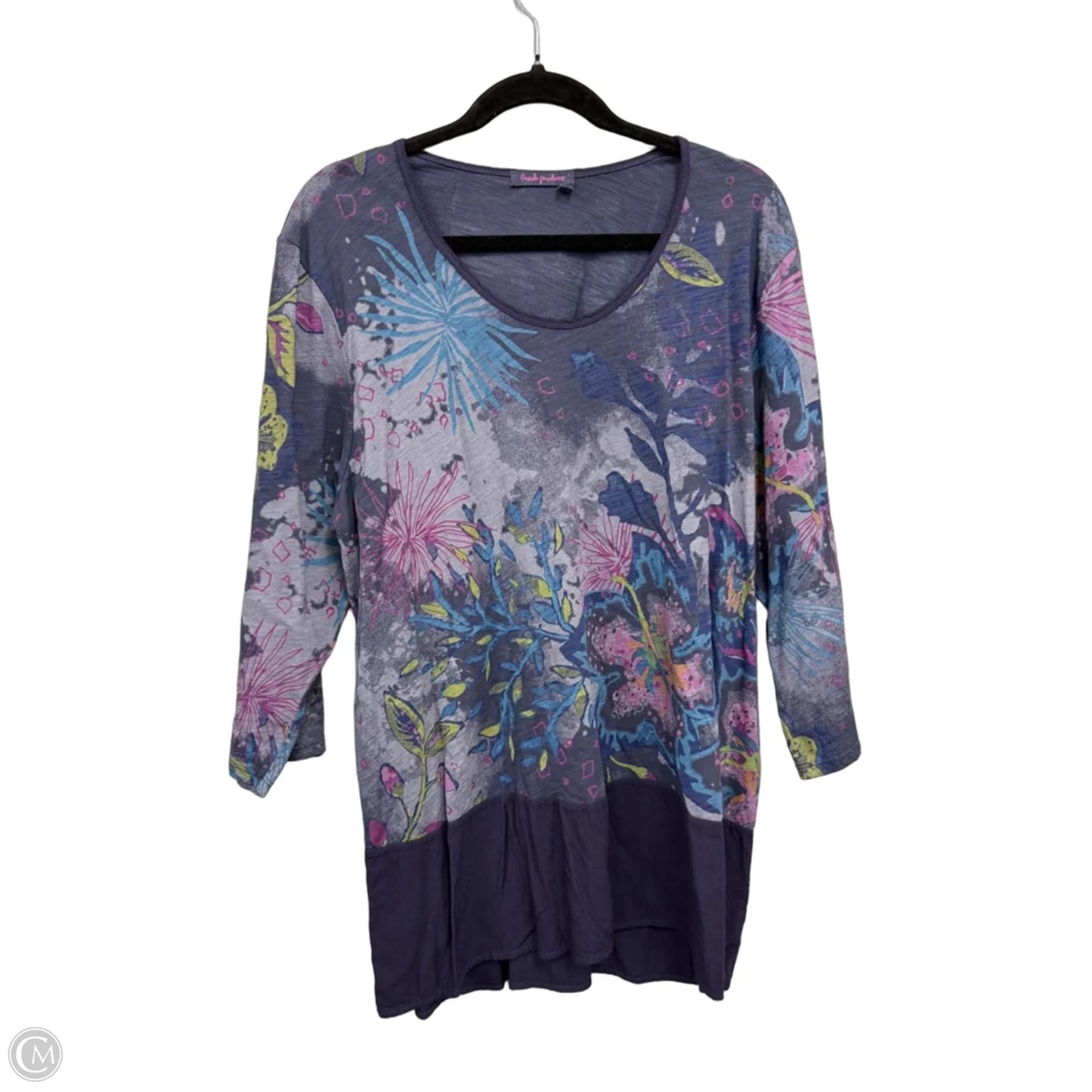 Top 3/4 Sleeve By Fresh Produce In Blue & Pink, Size: 1x