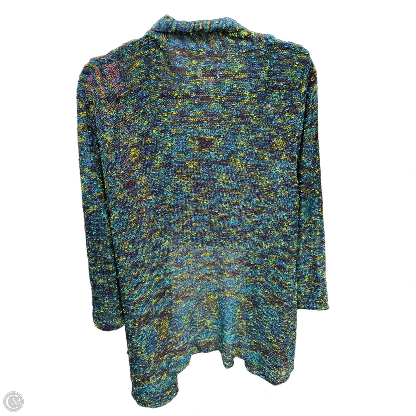 Cardigan By Chicos In Blue & Yellow, Size: 2