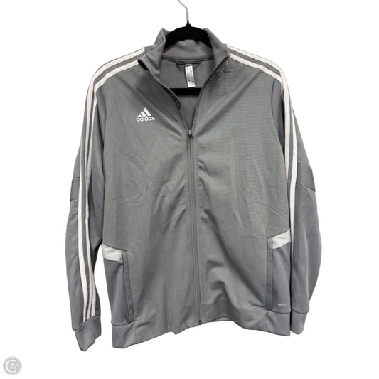Athletic Jacket By Adidas In Grey, Size: L