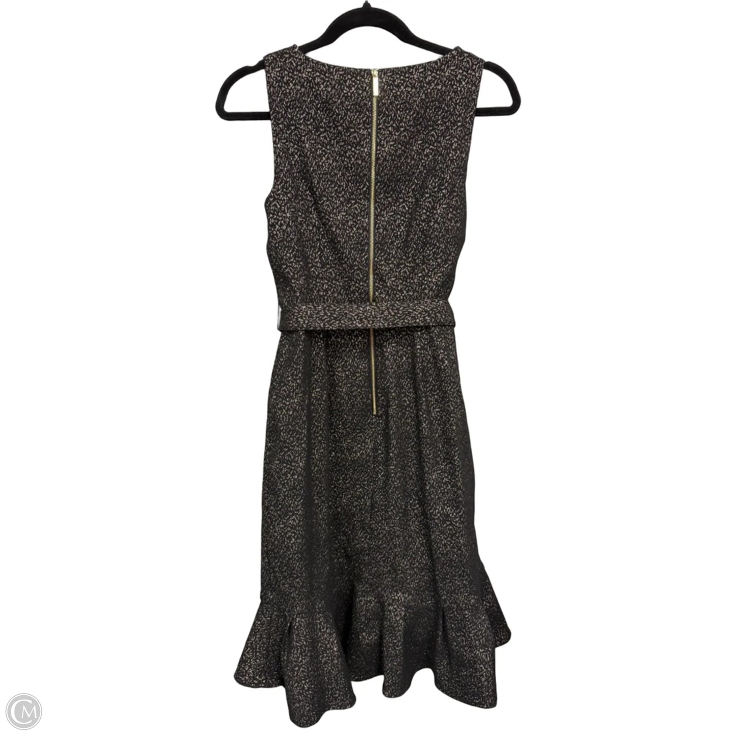 Dress Party Midi By Calvin Klein In Black & Gold, Size: 4
