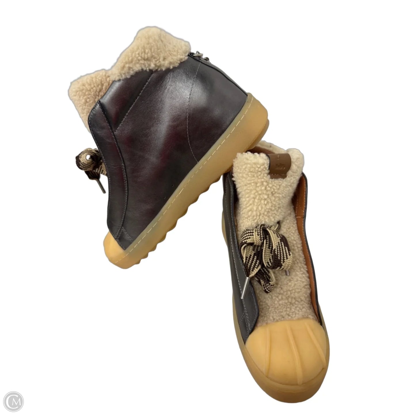 Boots Designer By Coach In Cream & Grey, Size: 11