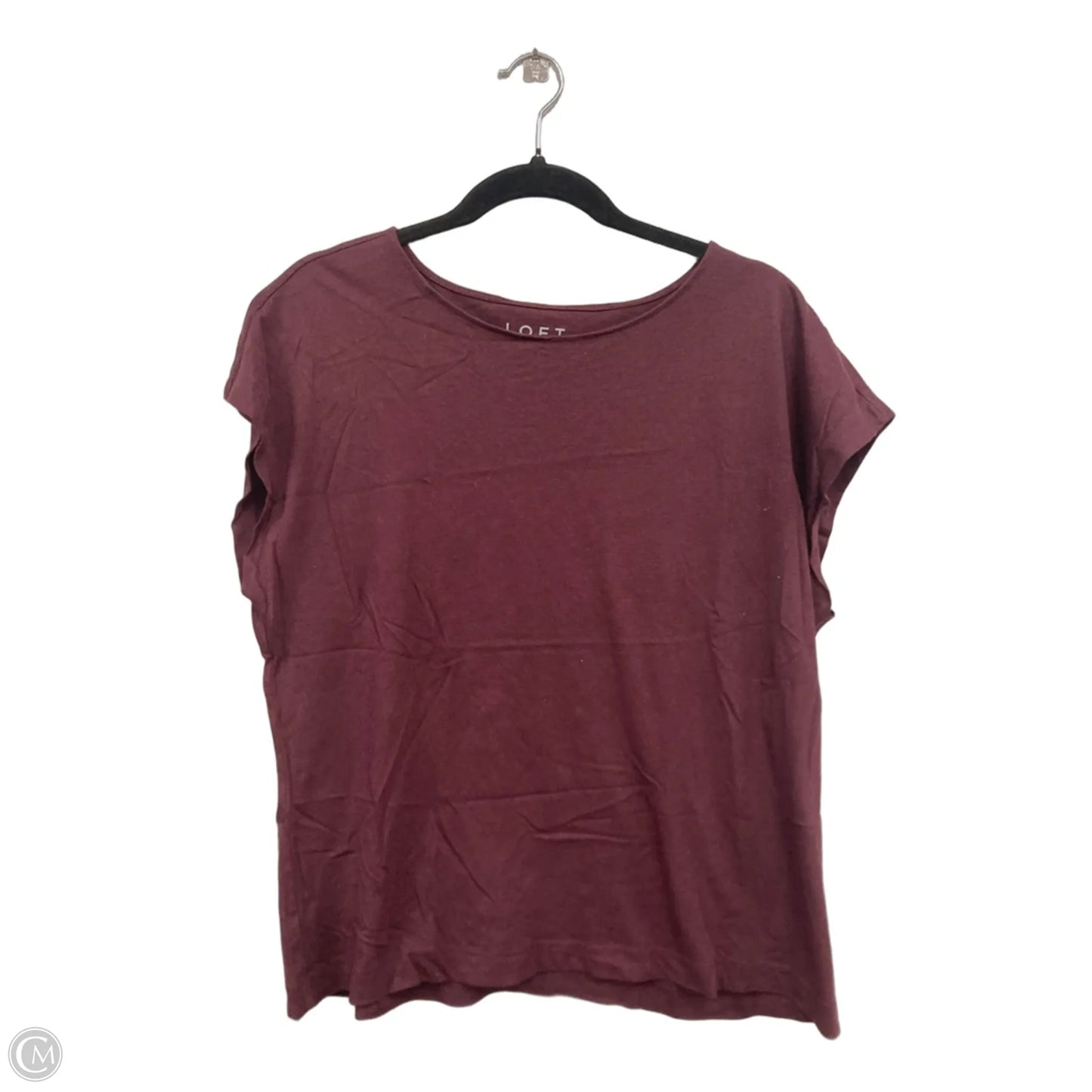 Top Short Sleeve Basic By Loft In Maroon, Size: L