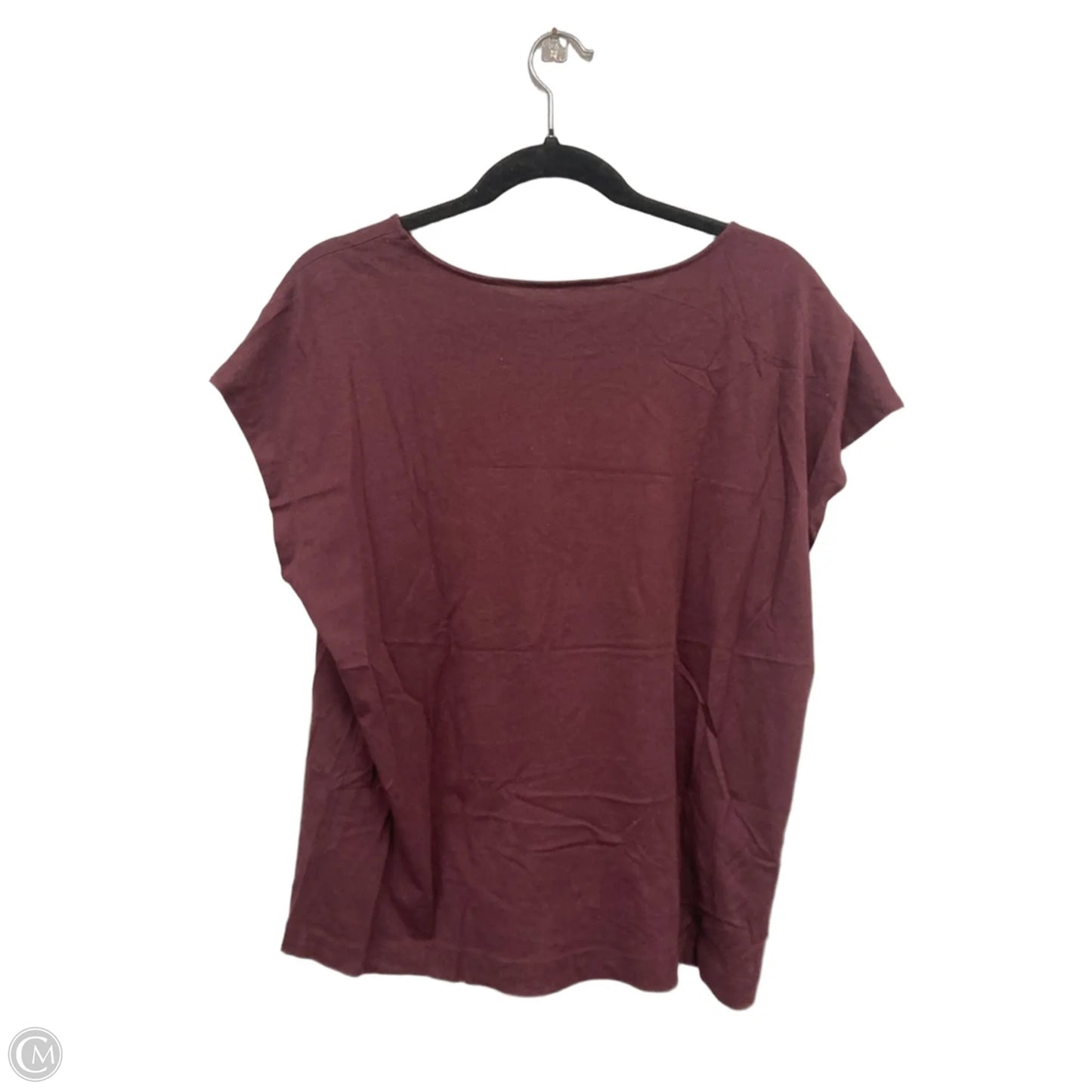 Top Short Sleeve Basic By Loft In Maroon, Size: L