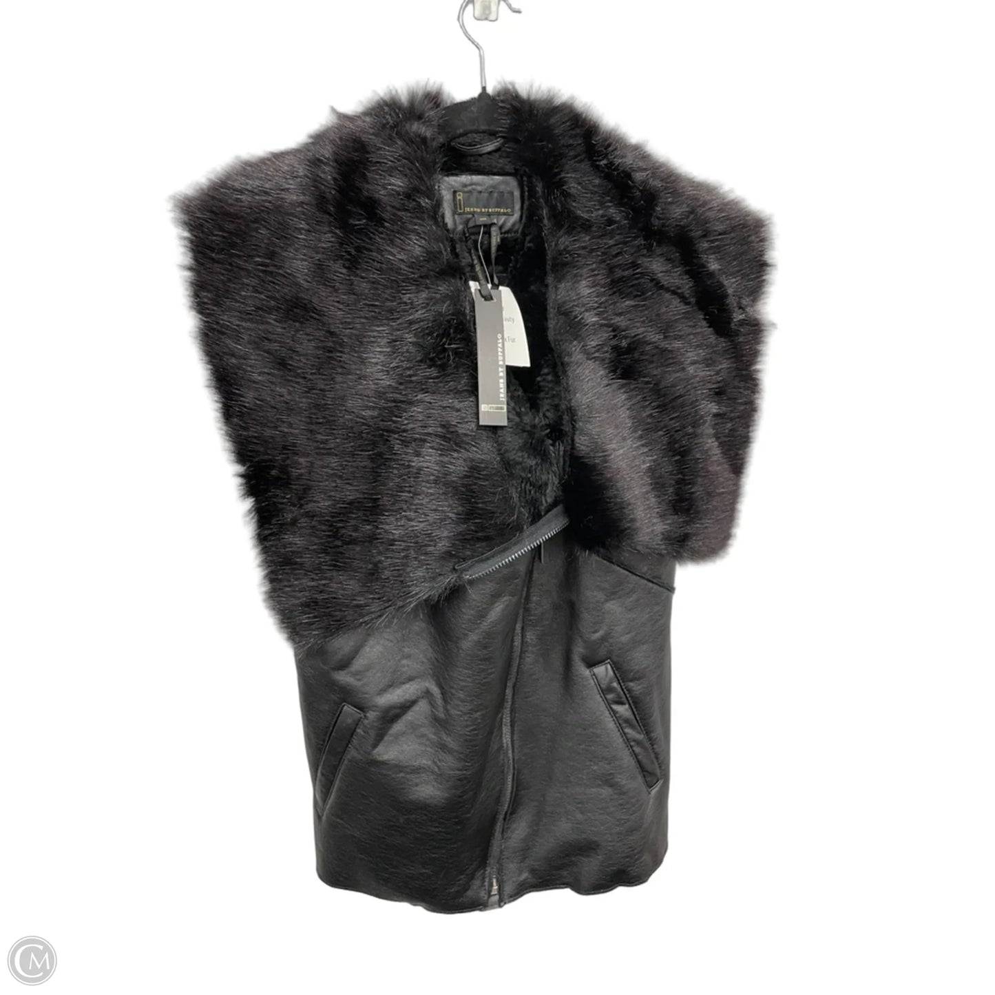 Vest Faux Fur & Sherpa By Clothes Mentor In Black, Size: S