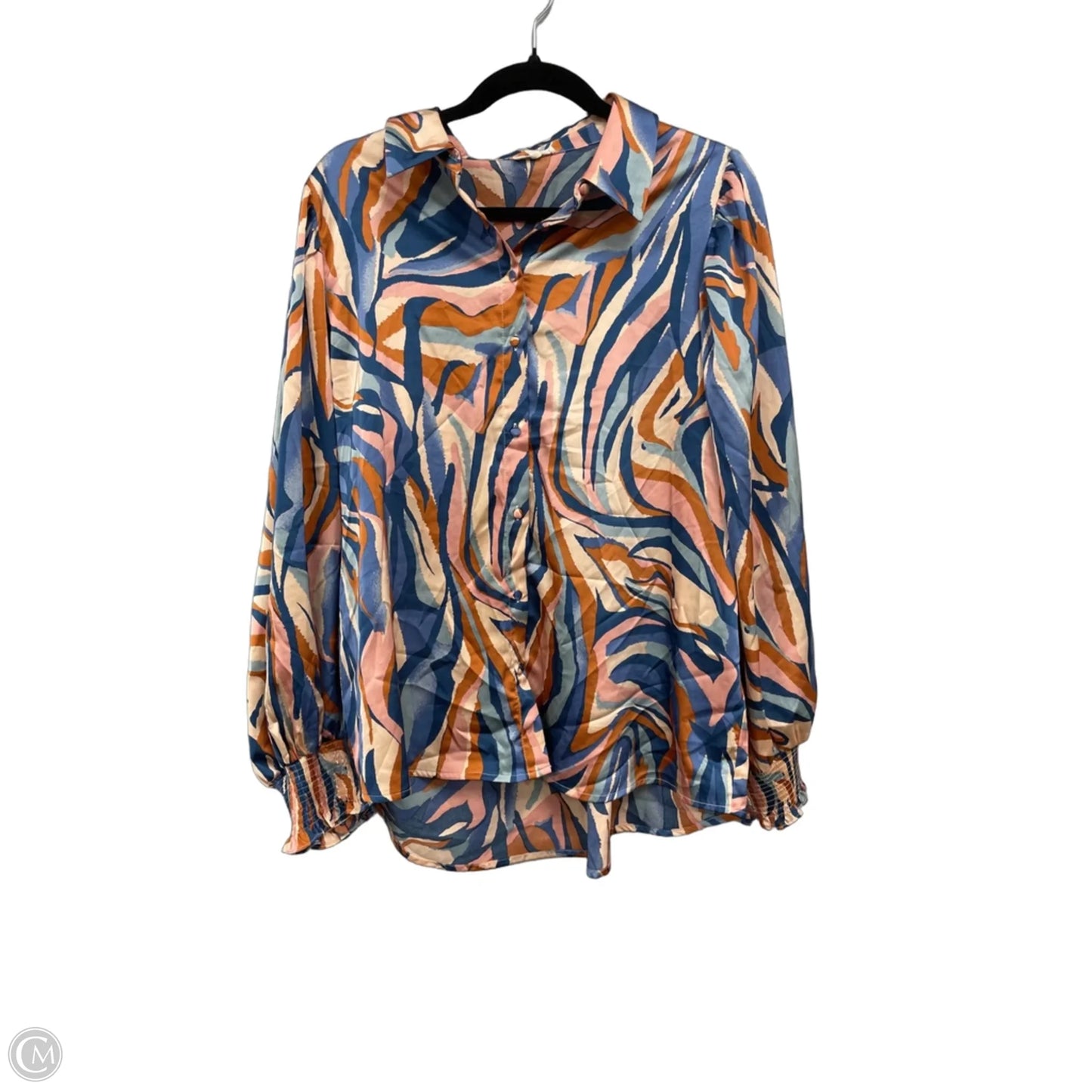 Blouse Long Sleeve By Jodifl In Blue & Orange, Size: L