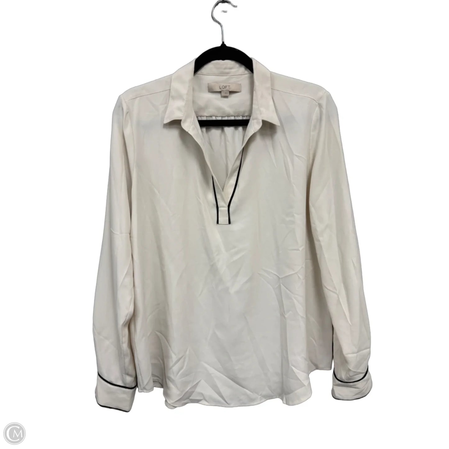 Blouse Long Sleeve By Loft In Cream, Size: M