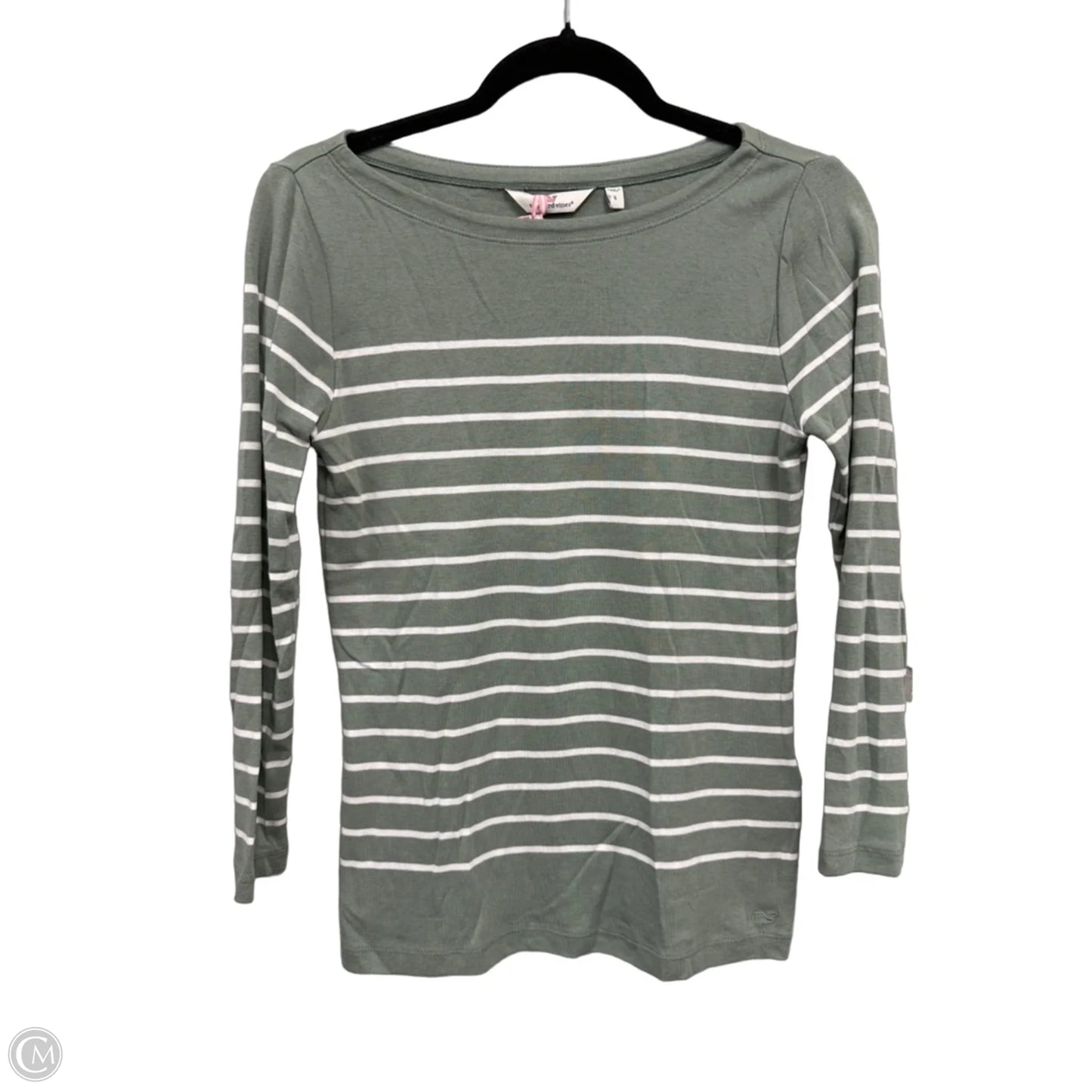 Top Long Sleeve By Vineyard Vines In Green & White, Size: S
