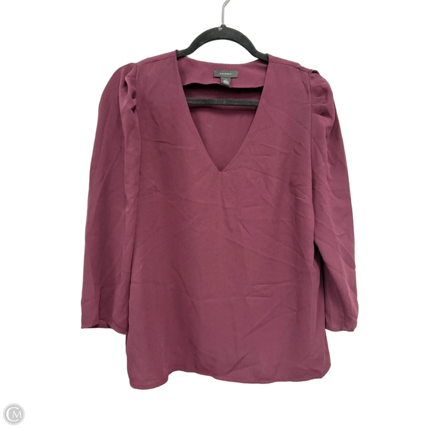 Blouse Long Sleeve By Halogen In Maroon, Size: M