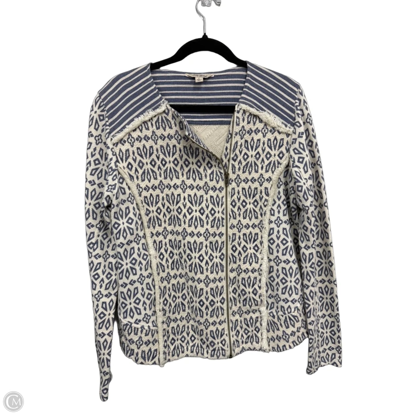 Jacket Other By Lucky Brand In Blue & Cream, Size: L