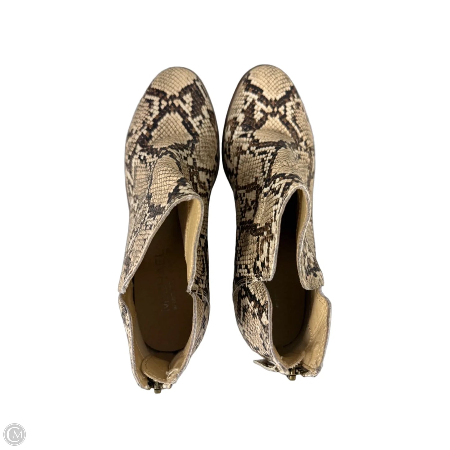 Boots Ankle Heels By Michael By Michael Kors In Brown & Cream, Size: 6.5