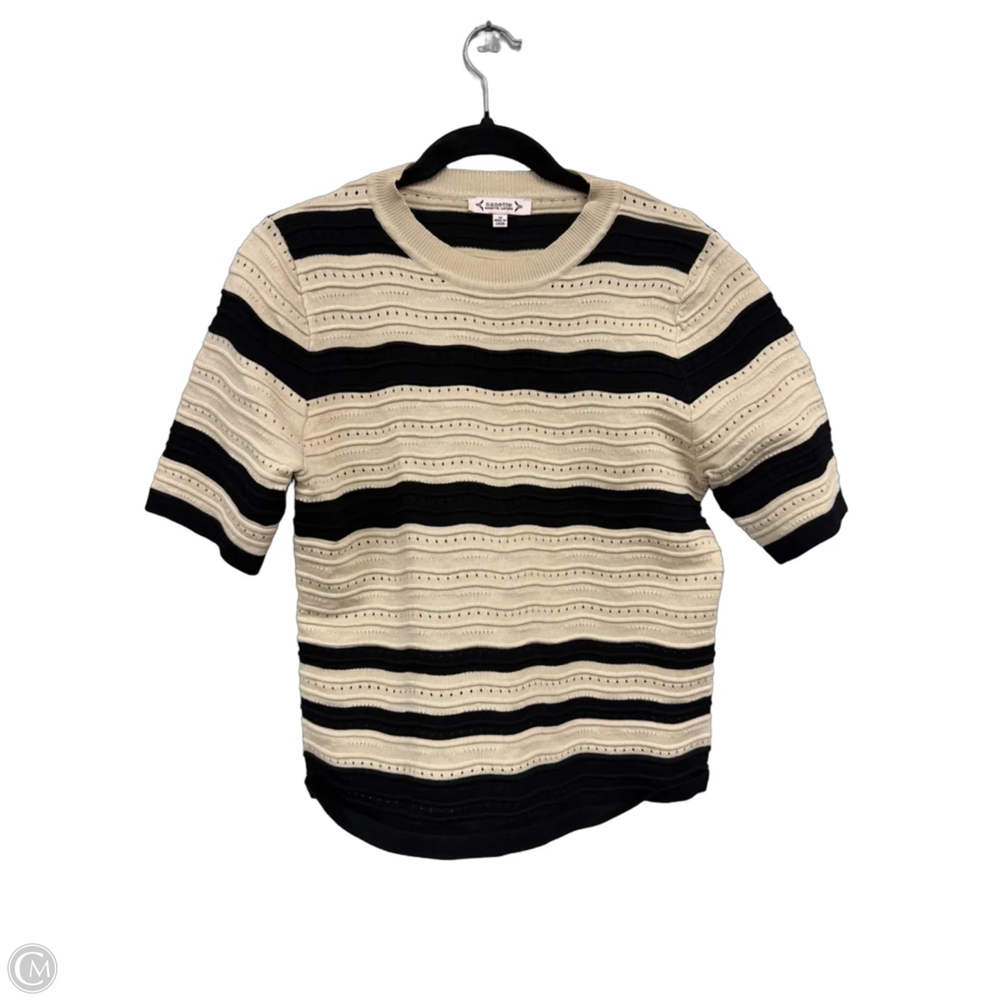 Sweater Short Sleeve By Nanette By Nanette Lepore In Black & Tan, Size: M