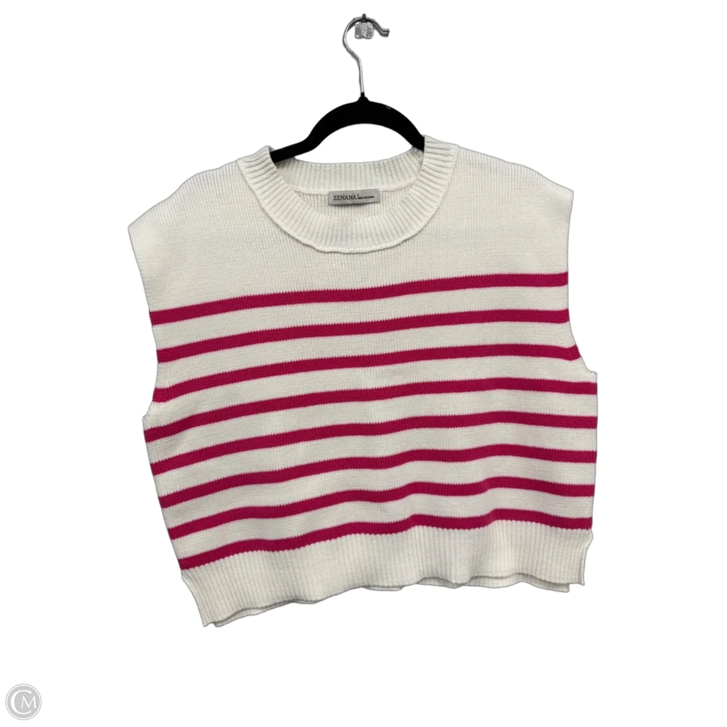 Sweater Short Sleeve By Zenana In Cream & Pink, Size: S