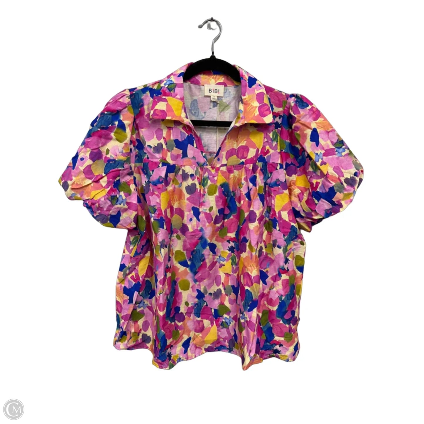 Top Short Sleeve By Bibi In Pink & Yellow, Size: S