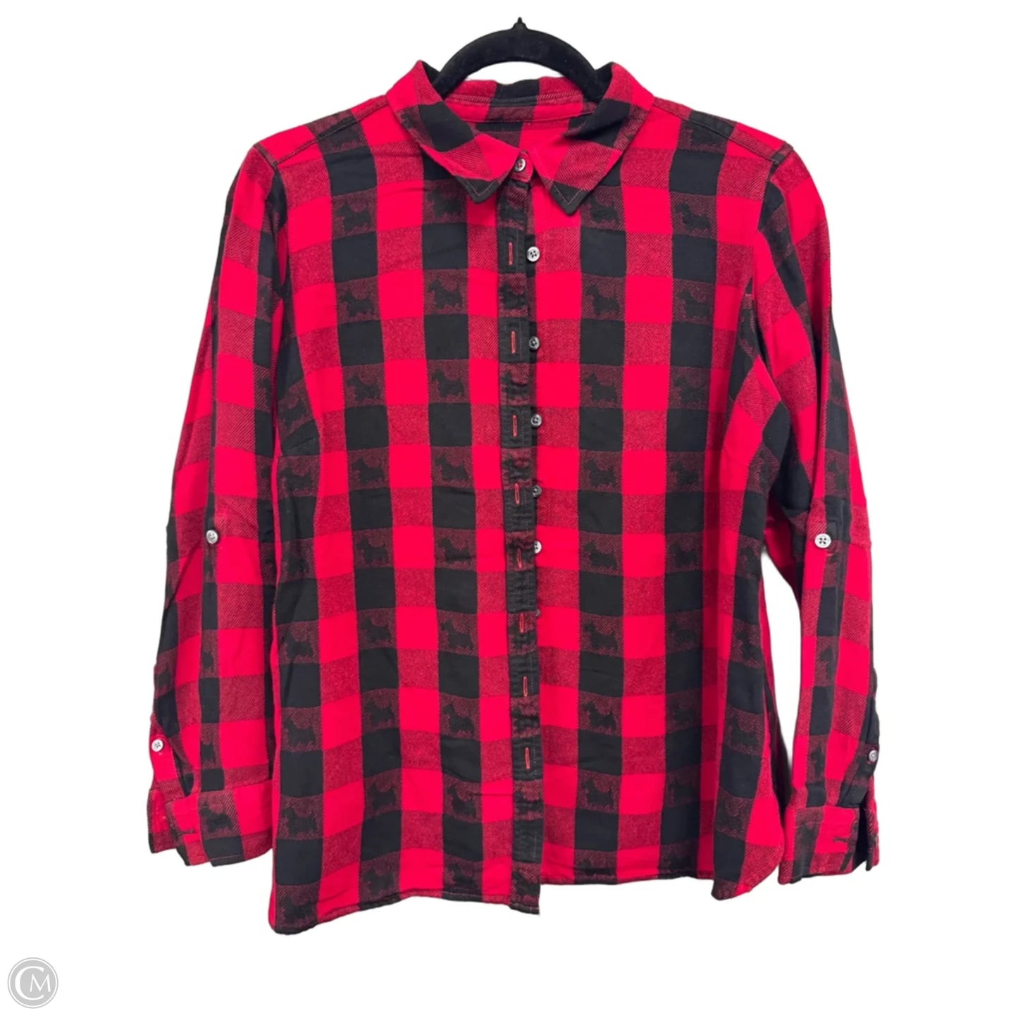 Top Long Sleeve By Talbots In Black & Red, Size: 1x