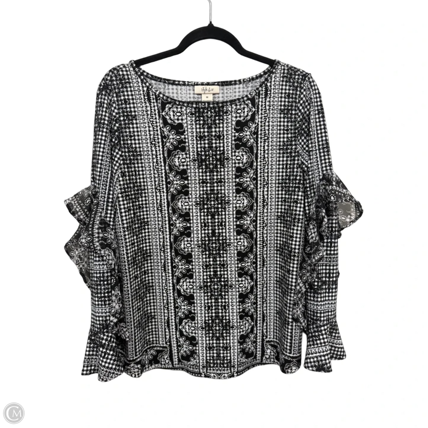 Top Long Sleeve By Style And Company In Black & White, Size: M