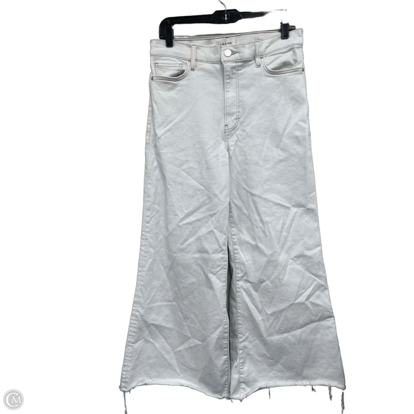 Jeans Wide Leg By Frame In White, Size: 10