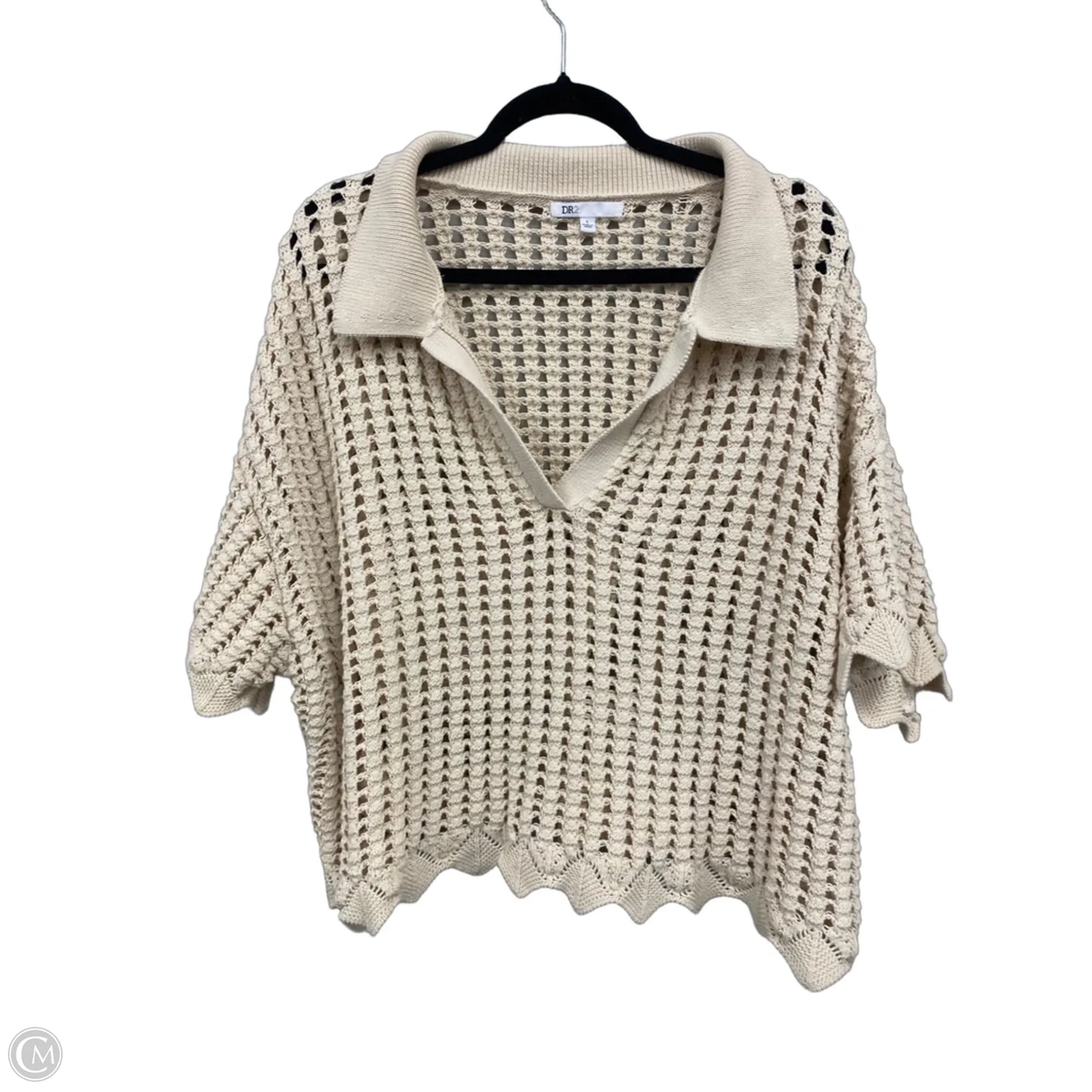 Sweater Short Sleeve By Dr2 In Tan, Size: L