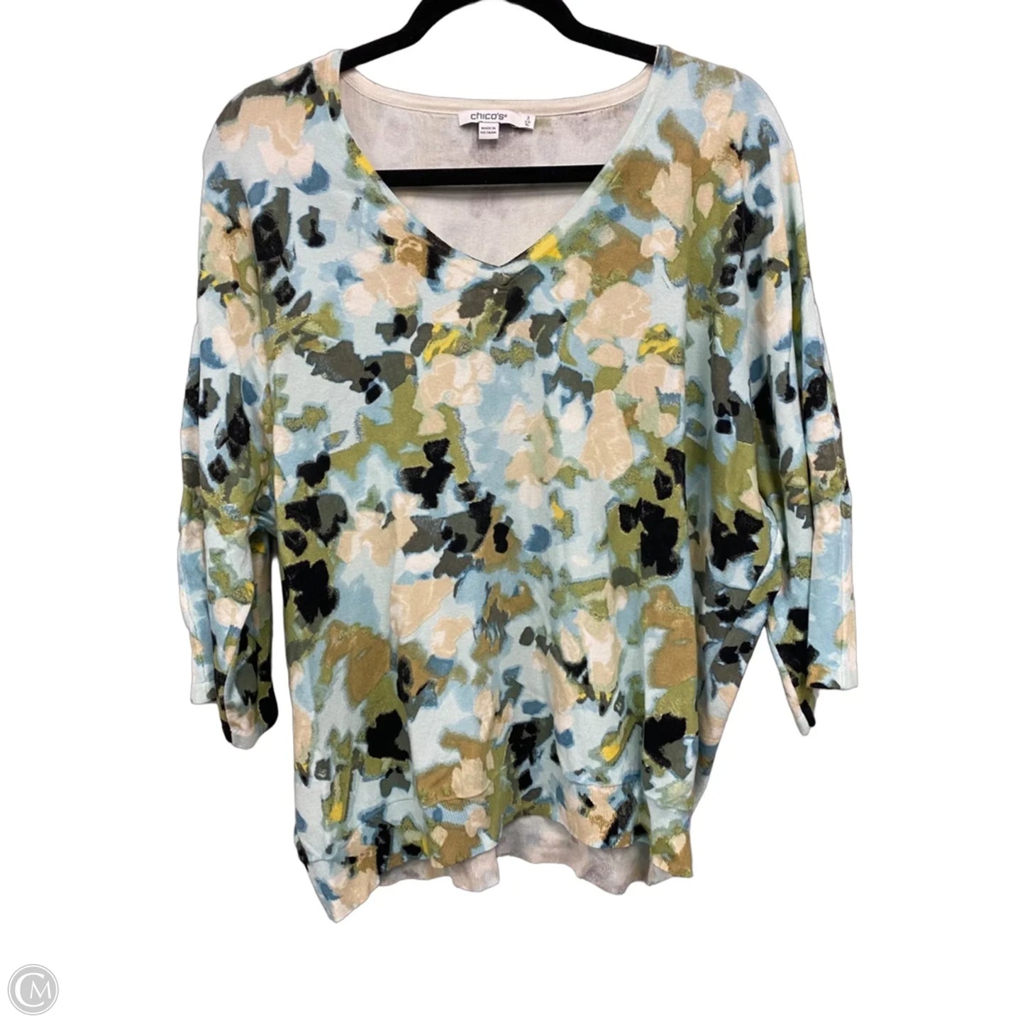 Sweater By Chicos In Blue & Green, Size: Xl