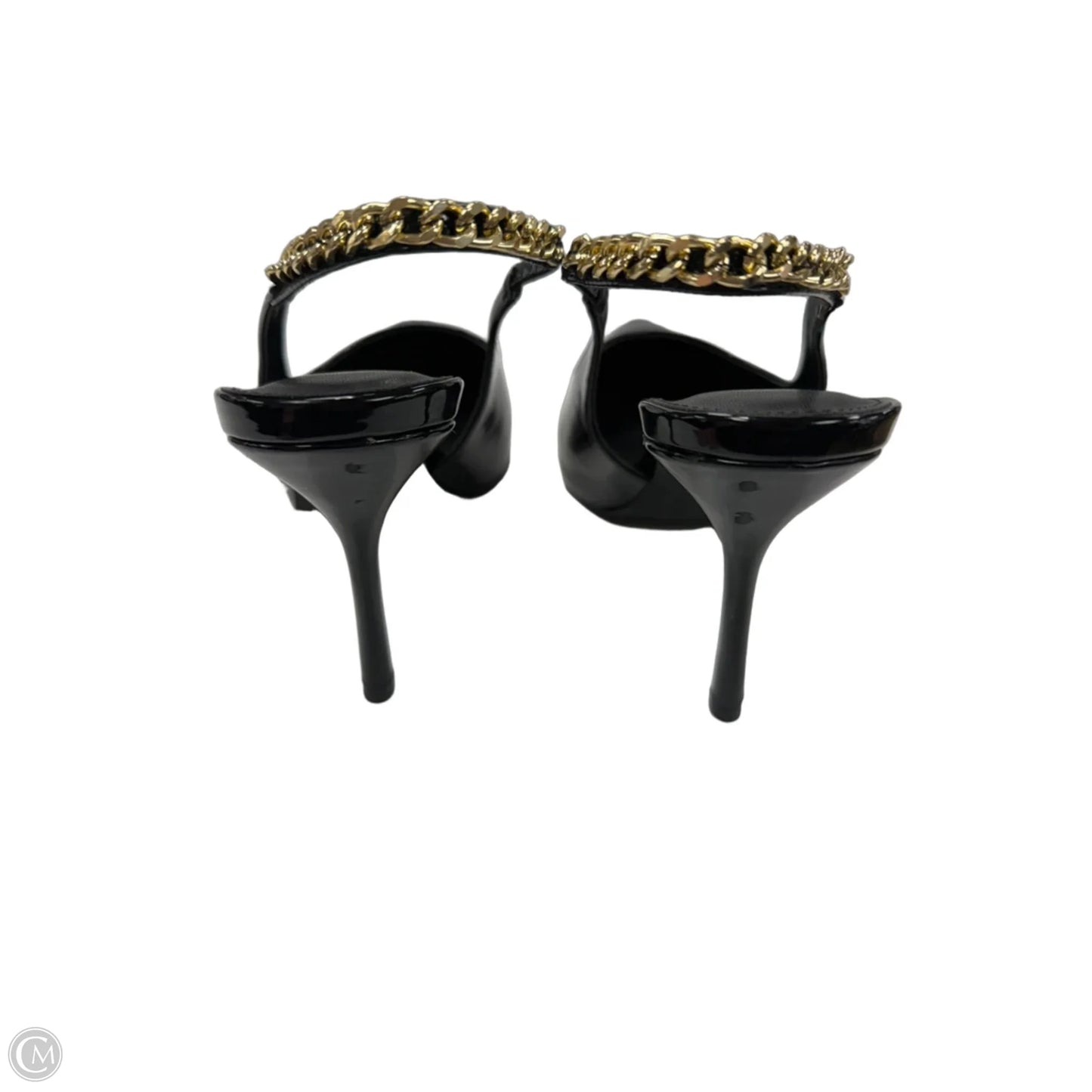Shoes Heels Stiletto By Fashion Nova In Black & Gold, Size: 10