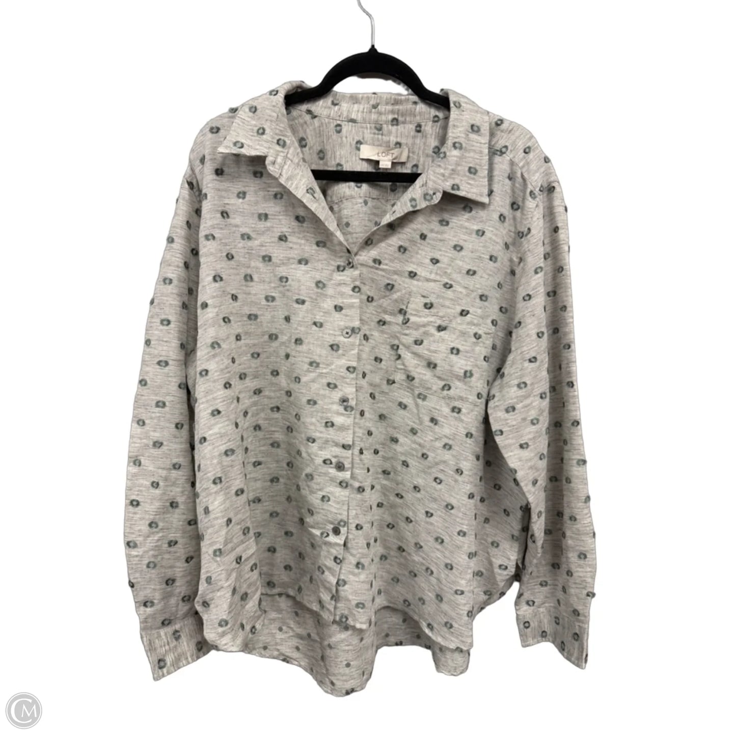 Top Long Sleeve By Loft In Green & Grey, Size: Xxl