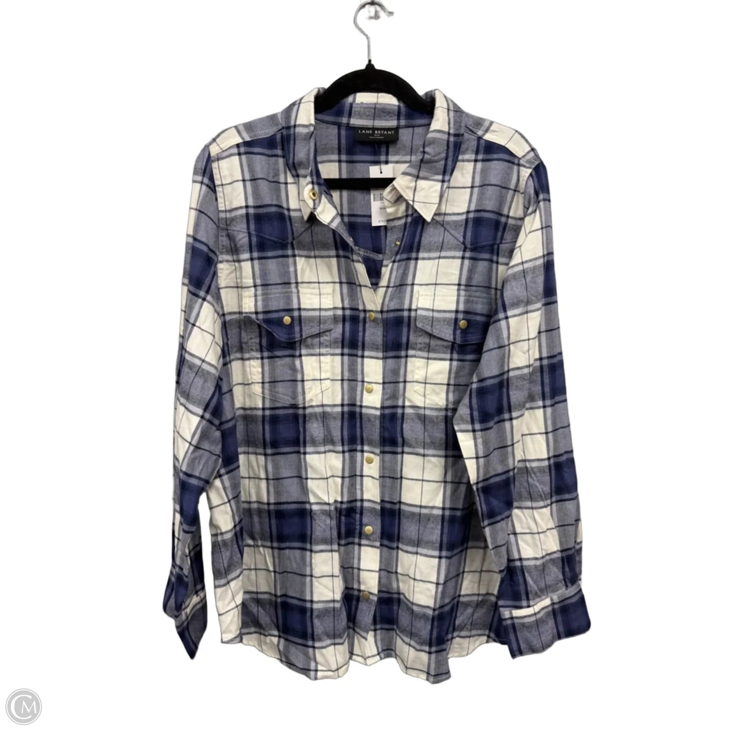 Top Long Sleeve By Lane Bryant In Blue & Cream, Size: 2x