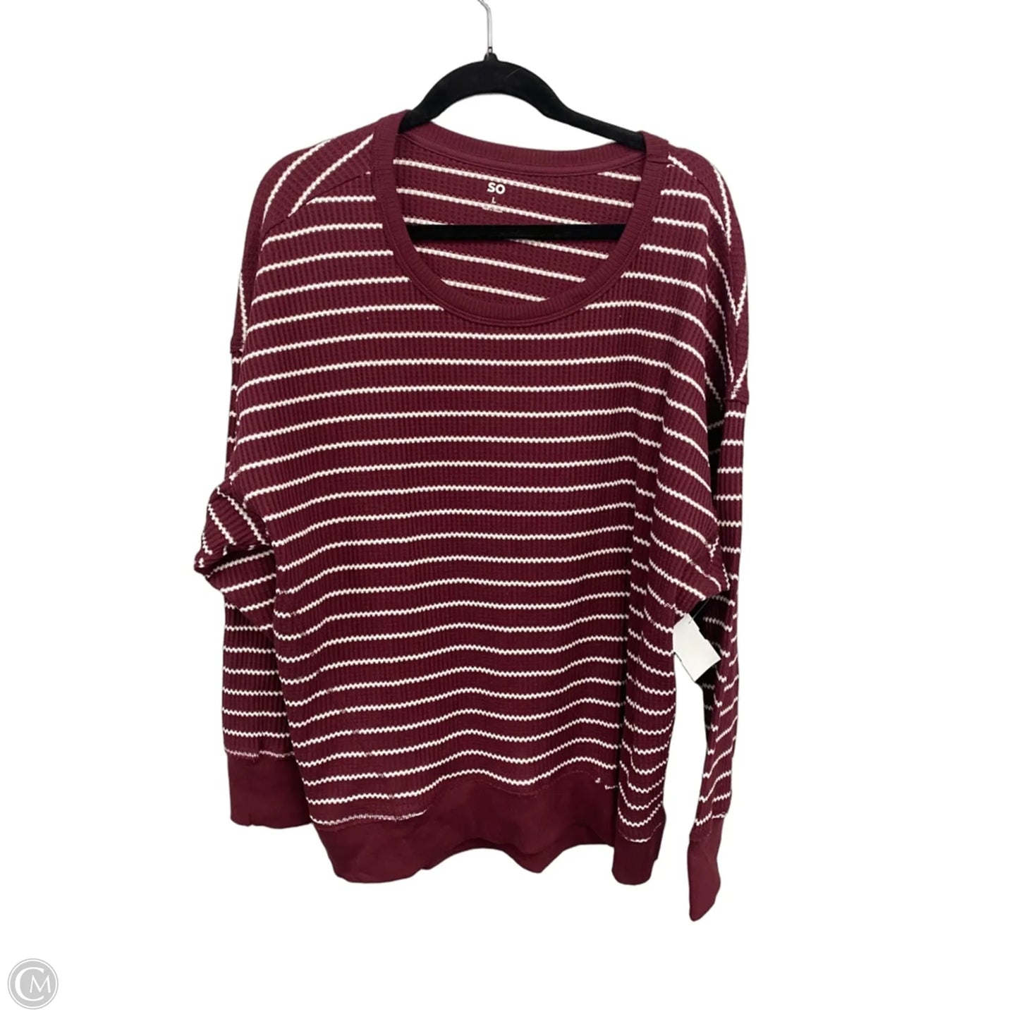 Top Long Sleeve Basic By So In Maroon, Size: L