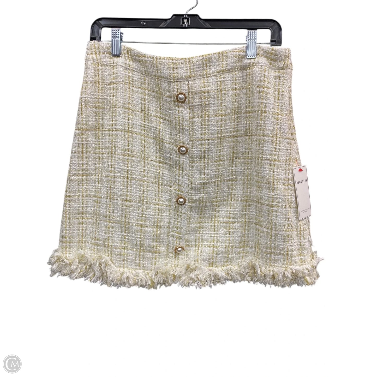 Skirt Suit 2pc By Clothes Mentor In Gold & White, Size: M