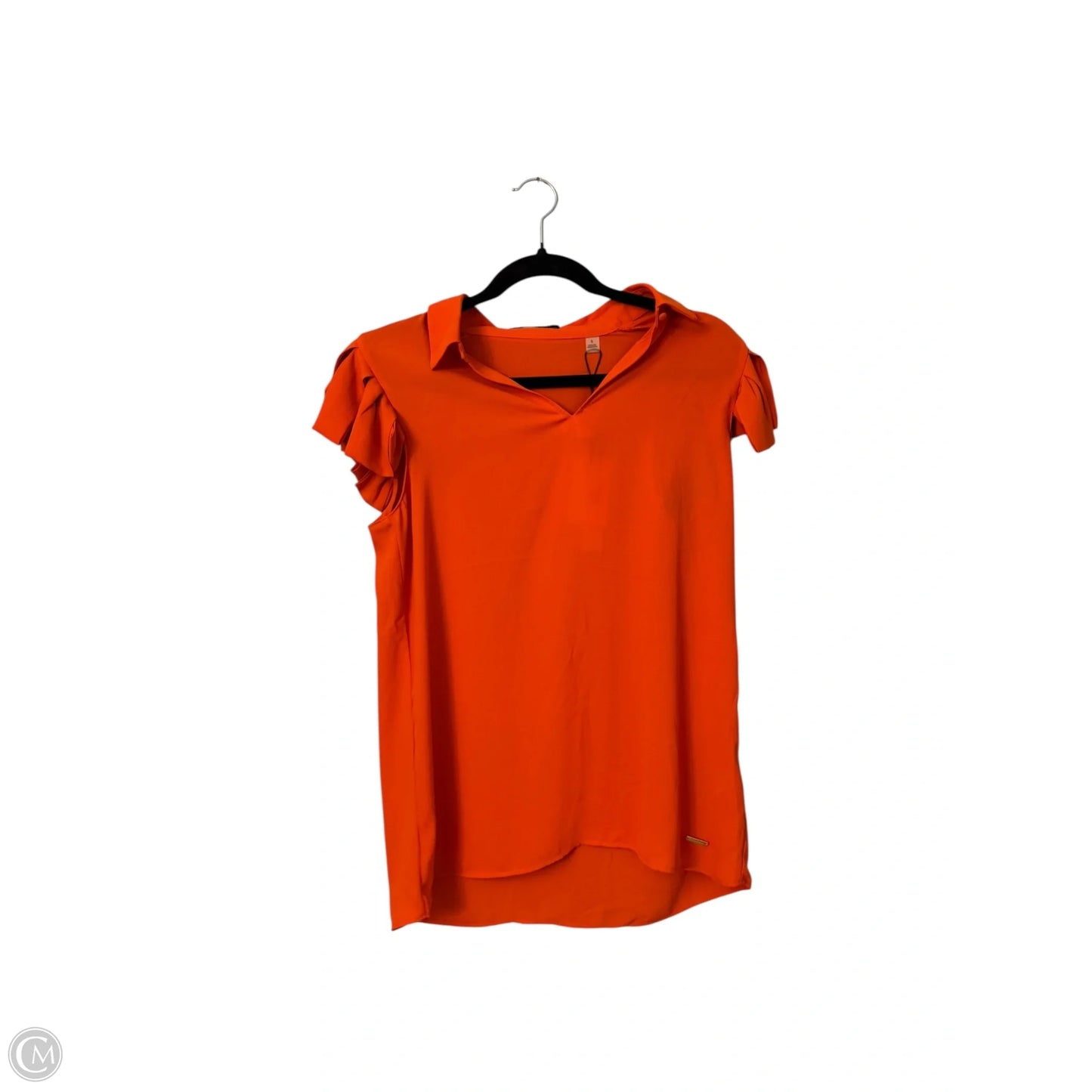 Blouse Short Sleeve By Tahari By Arthur Levine In Orange, Size: S