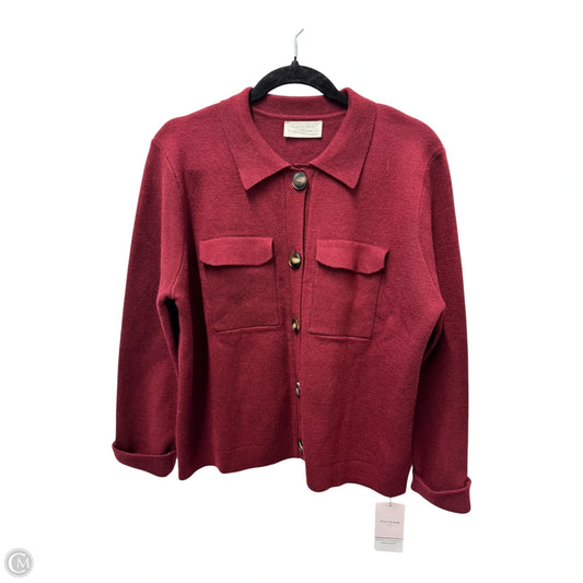 Sweater Cardigan By Cma In Maroon, Size: L