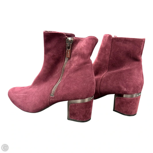 Boots Ankle Heels By Dkny In Maroon, Size: 7.5