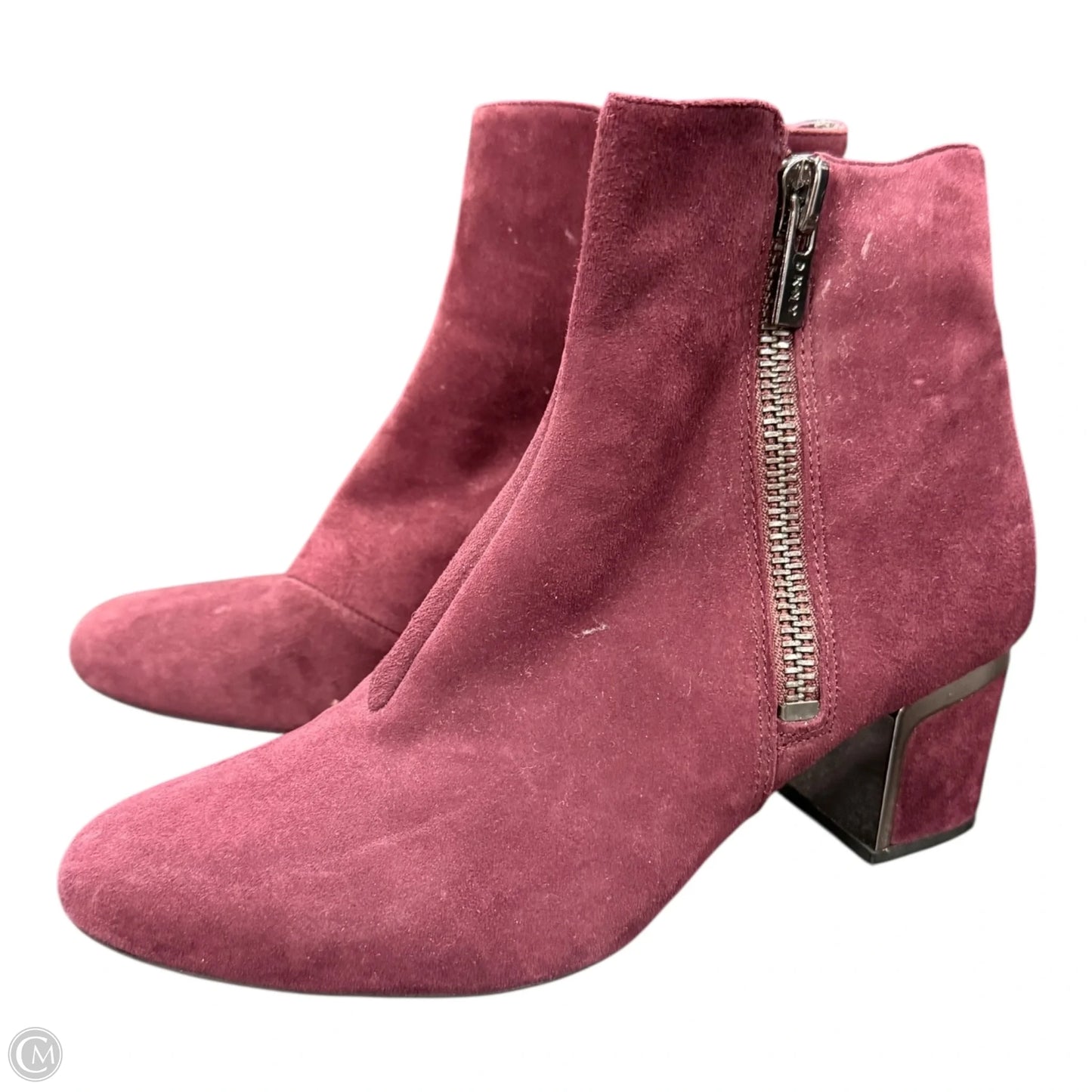 Boots Ankle Heels By Dkny In Maroon, Size: 7.5